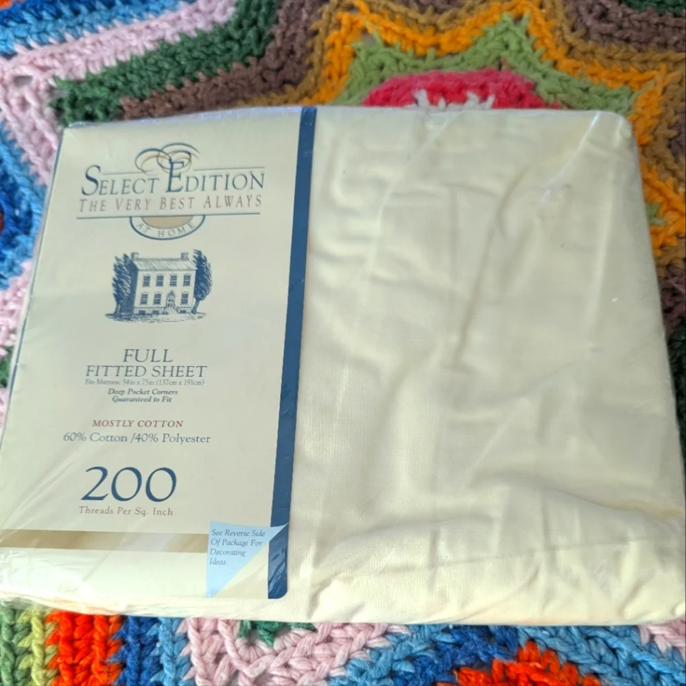 Select Edition Vintage Cream Fitted Sheet Cotton‎ Blend Deadstock NIP